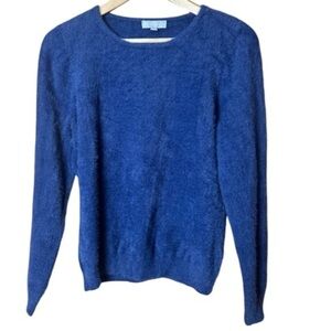 New Evolution By Cyrus Crewneck Fuzzy Blue Sweater Medium NWOT